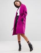 Asos Coat With Contrast Lace Detail - Purple