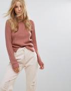 Brave Soul Basic Rib Sweater - Pink