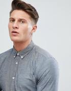 River Island Muscle Fit Oxford Shirt In Gray - Gray