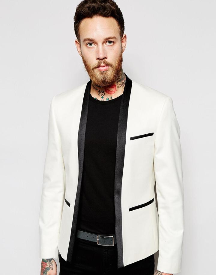 Asos Skinny Cropped Blazer - White