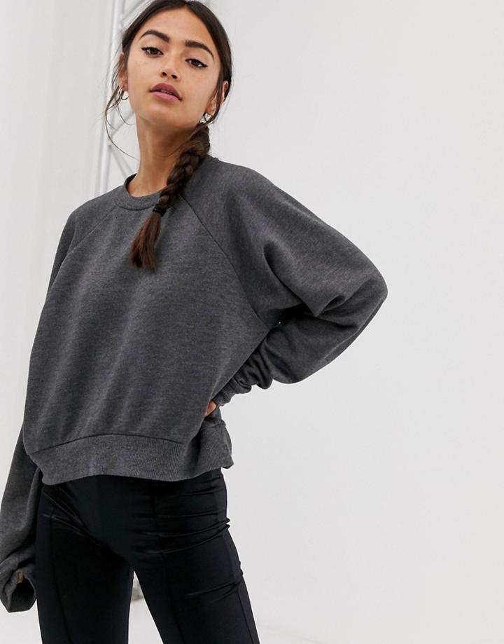 Asos Design Super Soft Batwing Sweatshirt In Charcoal-gray