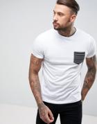 Brave Soul Stripe Pocket T-shirt - White