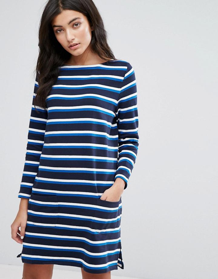 Ymc Breton Stripe Long Sleeved Jersey Dress - Navy