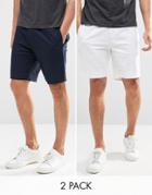 Asos 2 Pack Skinny Smart Chino Shorts In Navy And White Save 17%