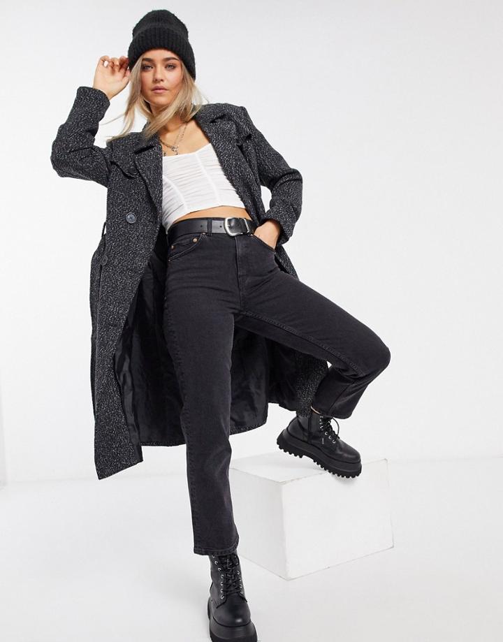 Liquorish Trench Coat In Black