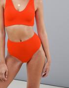 Noisy May Seersucker Bikini Bottom - Orange