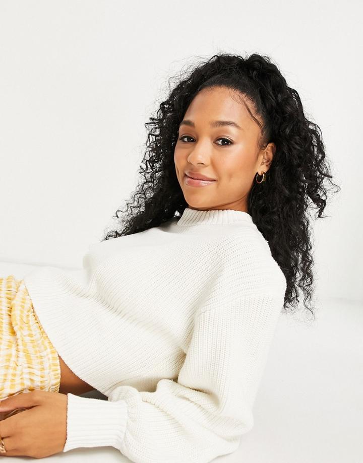 Monki Amelie Recycled Knit Sweater In Off White