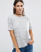 Asos Top With Unicorn Badges In Stripe - Multi