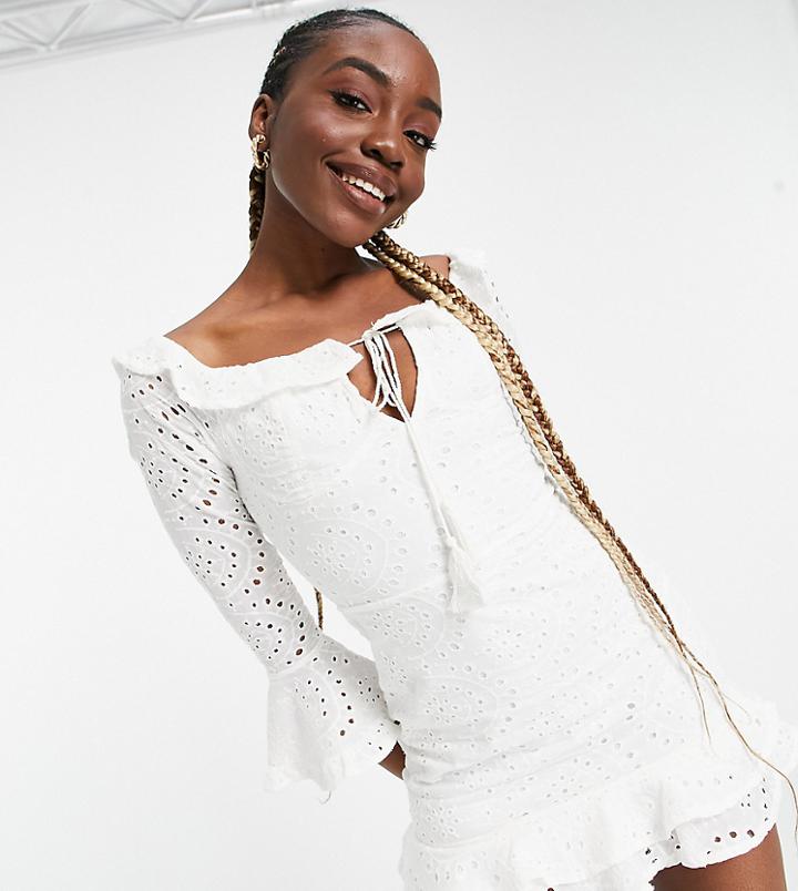 Parisian Tall Flared Sleeve Mini Dress In White
