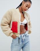 Tommy Jeans Borg Reversible Bomber Jacket - Red