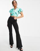 Twisted Wunder Tie Front Coordinating Crop Top In Mint Oversized Check-multi