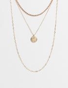 Pieces Multirow Necklace With Pendant In Gold