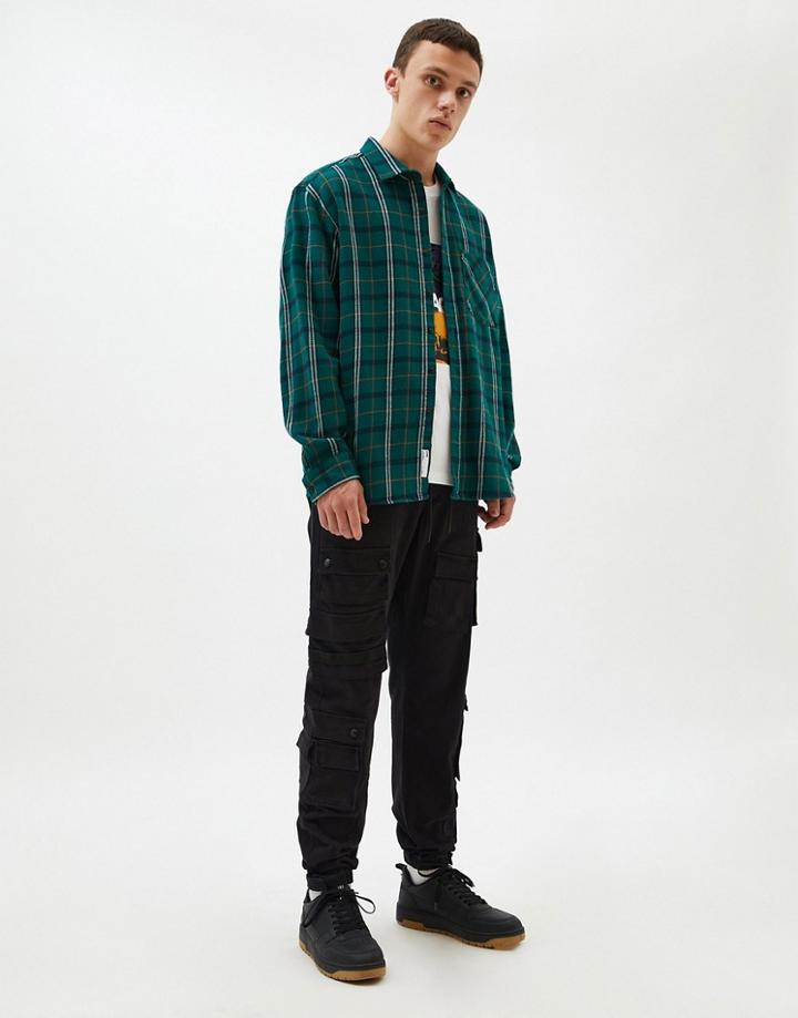 Pull & Bear Checked Shirt In Green