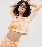 Another Reason Long Sleeved Crop Top In Marble Two-piece - Orange