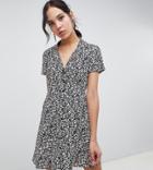Asos Design Tall Button Through Mini Skater Dress In Leopard Print-multi