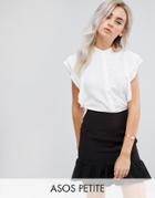 Asos Petite Blouse With Frill Shoulder - White