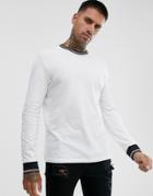 Asos Design Long Sleeve T-shirt With Tipping In Black-white