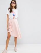 Asos Mini Skirt With Asymmetic Hem - Pink