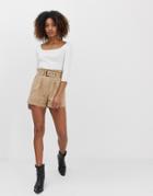 Stradivarius Utility Shorts In Beige - Beige