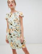 Closet London Cap Sleeve Pencil Dress In Floral Print - Multi