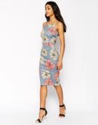 Asos Print Scuba Pinny Midi Dress - Print