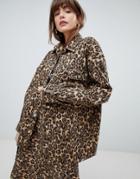 Mads Norgaard Oversized Shirt In Denim Leopard - Brown