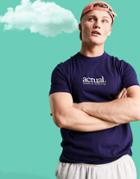 Asos Actual T-shirt In Navy With Health And Wellbeing Front Print
