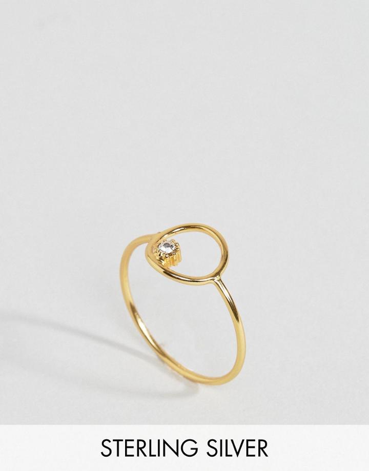 Asos Gold Plated Sterling Silver Open Circle Stone Set Ring - Gold