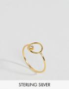 Asos Gold Plated Sterling Silver Open Circle Stone Set Ring - Gold