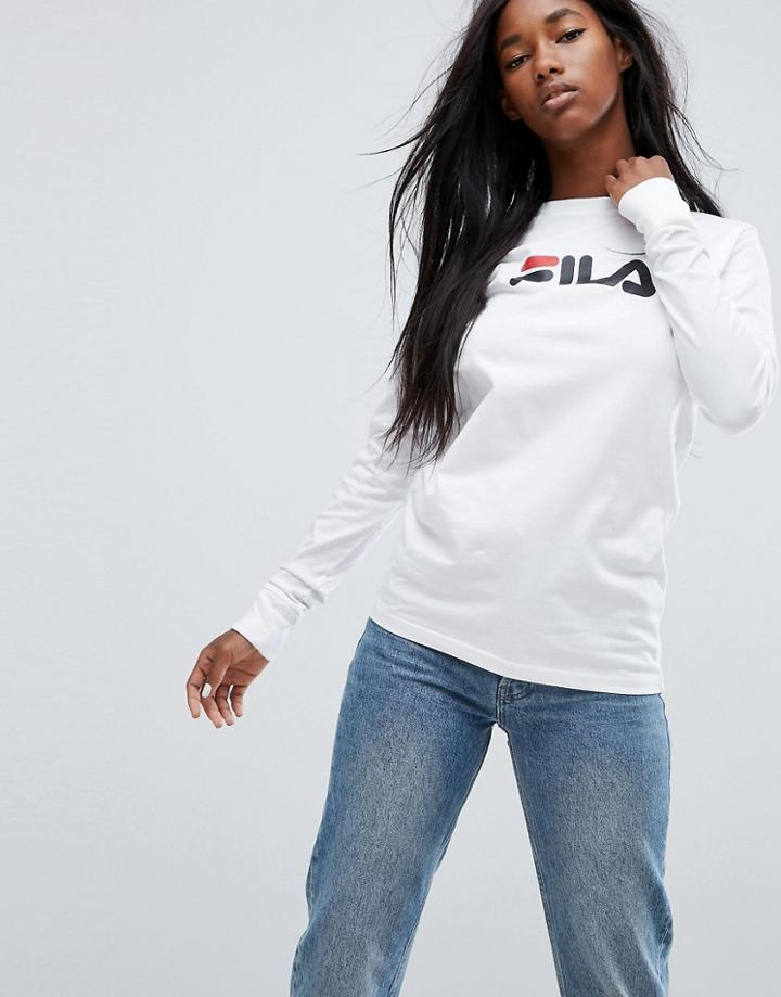 Fila Oversized Long Sleeve Boyfriend T-shirt - White