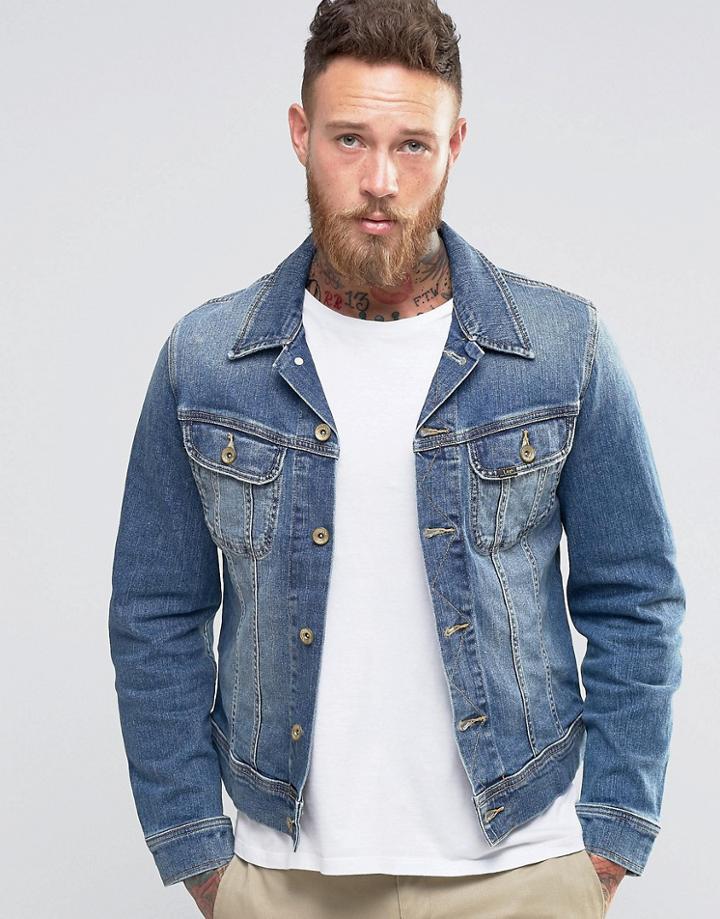 Lee Rider Slim Denim Jacket Blue Surrender - Blue