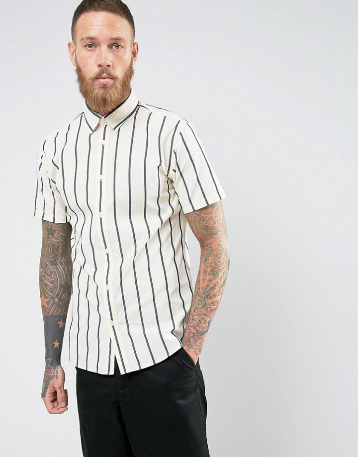 Selected Homme Short Sleeve Shirt In Slim Fit - Navy