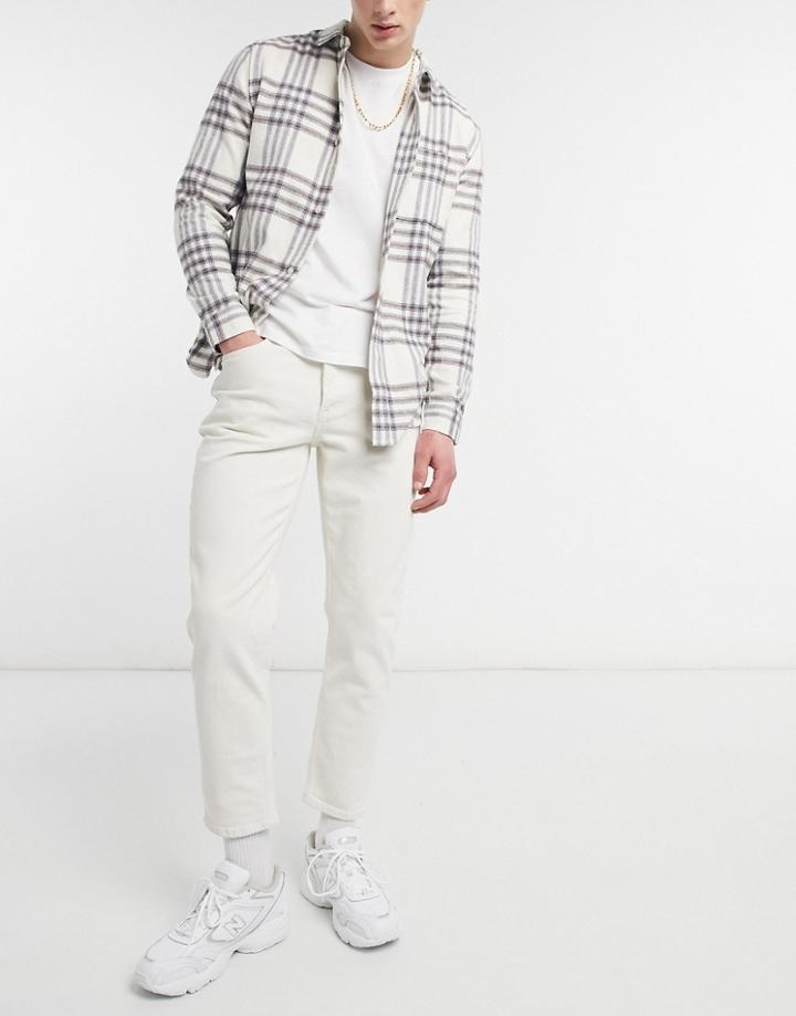 River Island Tapered Jeans In Ecru-white
