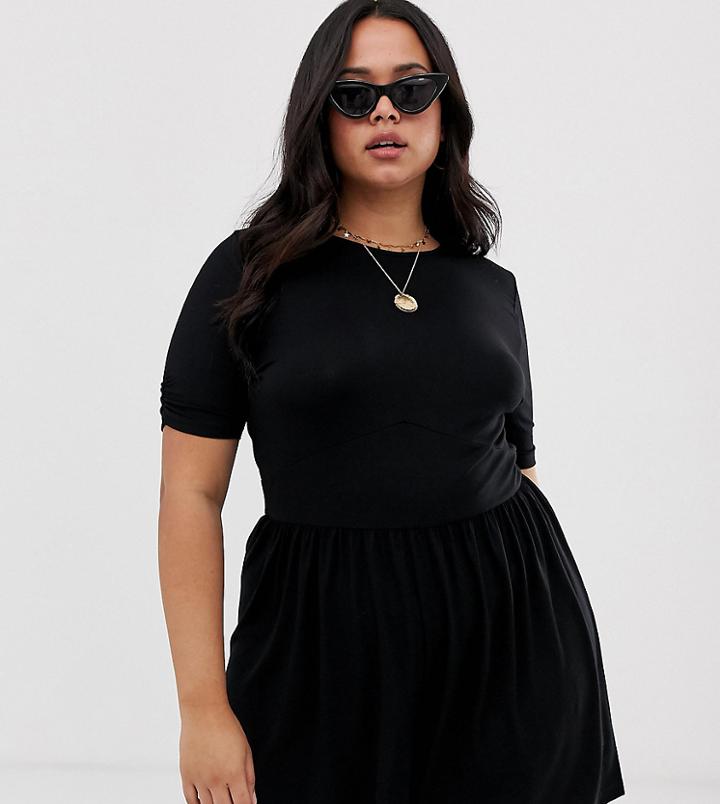 Asos Design Curve Jersey Tea Romper-black