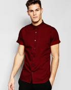 New Look Red Shirt In Mini Geo Print In Regular Fit - Red