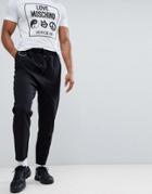 Asos Design Drop Crotch Pants In Black With Metal Details - Black