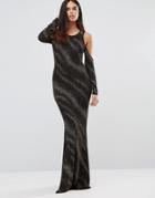 Club L Cold Shoulder Maxi Dress In Glitter Stripe - Black