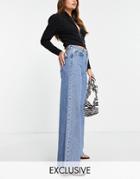 Reclaimed Vintage Inspired '88 Wide Leg Cotton Jean In Mid Wash Blue - Mblue-blues