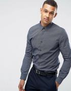 Threadbare Premium Circle Print Poplin Slim Shirt - Navy