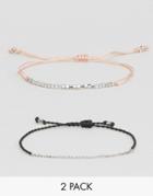 Asos Pack Of 2 Fine Friendship Bracelets - Multi
