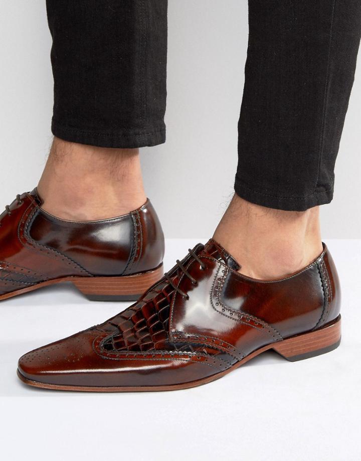 Jeffery West Escobar Croc Derby Brogues - Brown