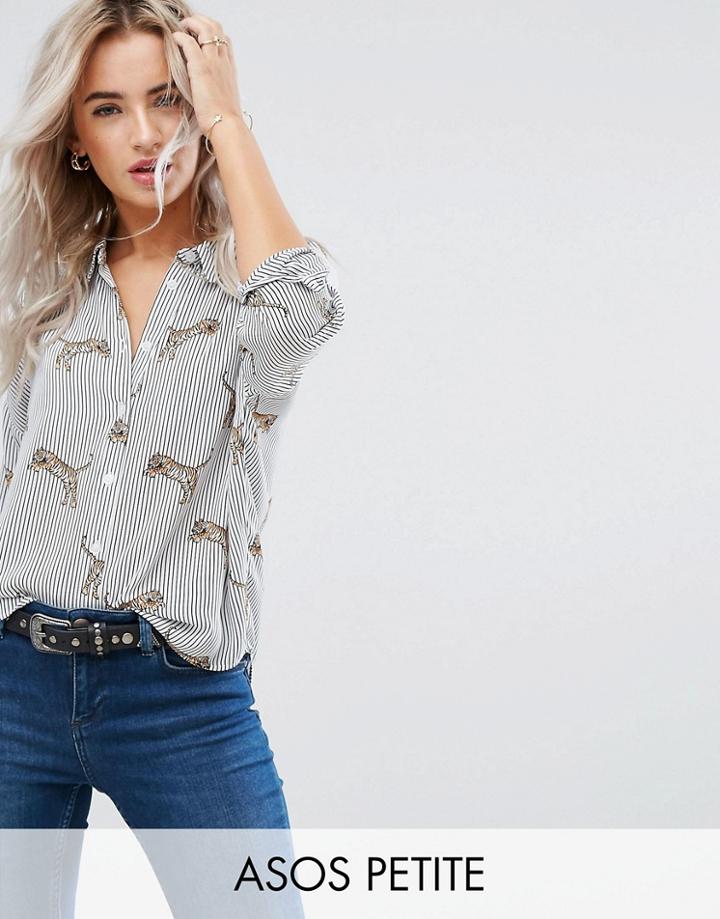 Asos Petite Shirt In Stripe Tiger - Multi