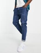 New Look Tapered Jeans In Mid Blue-blues