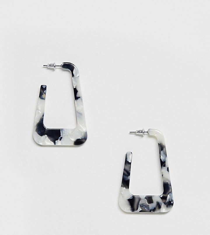 Reclaimed Vintage Inspired Tort Oblong Hoop Earring - Multi