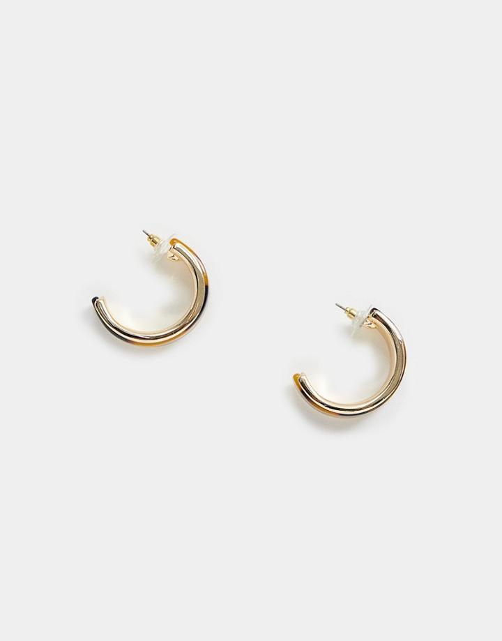River Island Tortoise Hoop Earrings In Gold