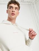 Calvin Klein Jeans Small Monogram Logo Hoodie In Stone-neutral