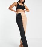Missguided Tall Contrast Color Block Snap Pants In Multi