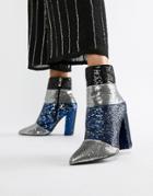 Qupid Sequin Ankle Boots-multi