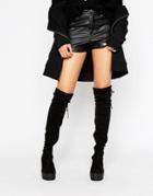 Truffle Collection Chunky Over Knee Boot - Black
