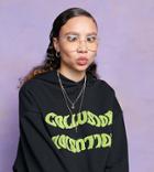 Collusion Hoodie With Fuzzy Applique Graphic In Black